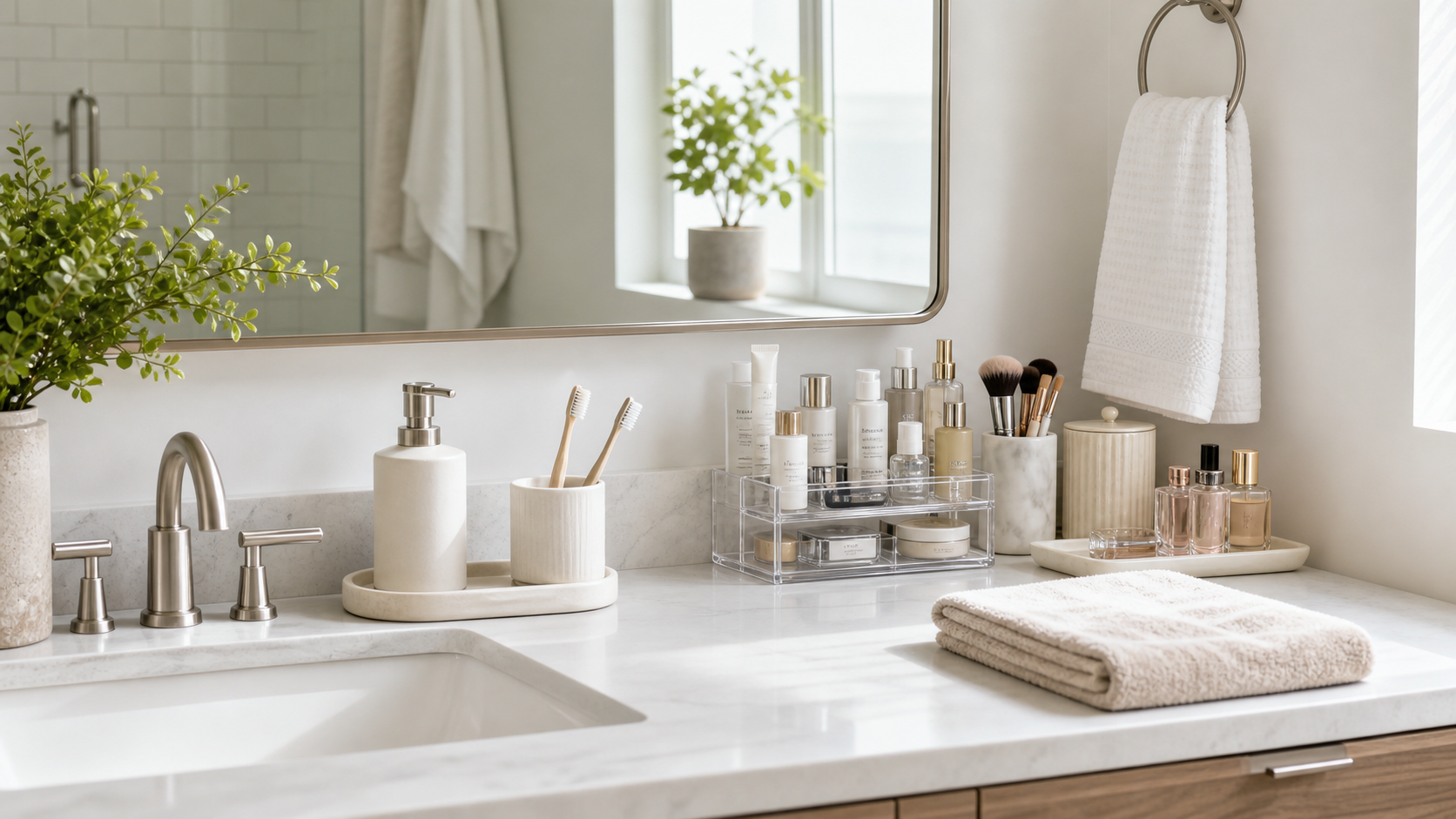Bathroom Counter Storage Ideas for a Cleaner Morning Routine from Ordalya