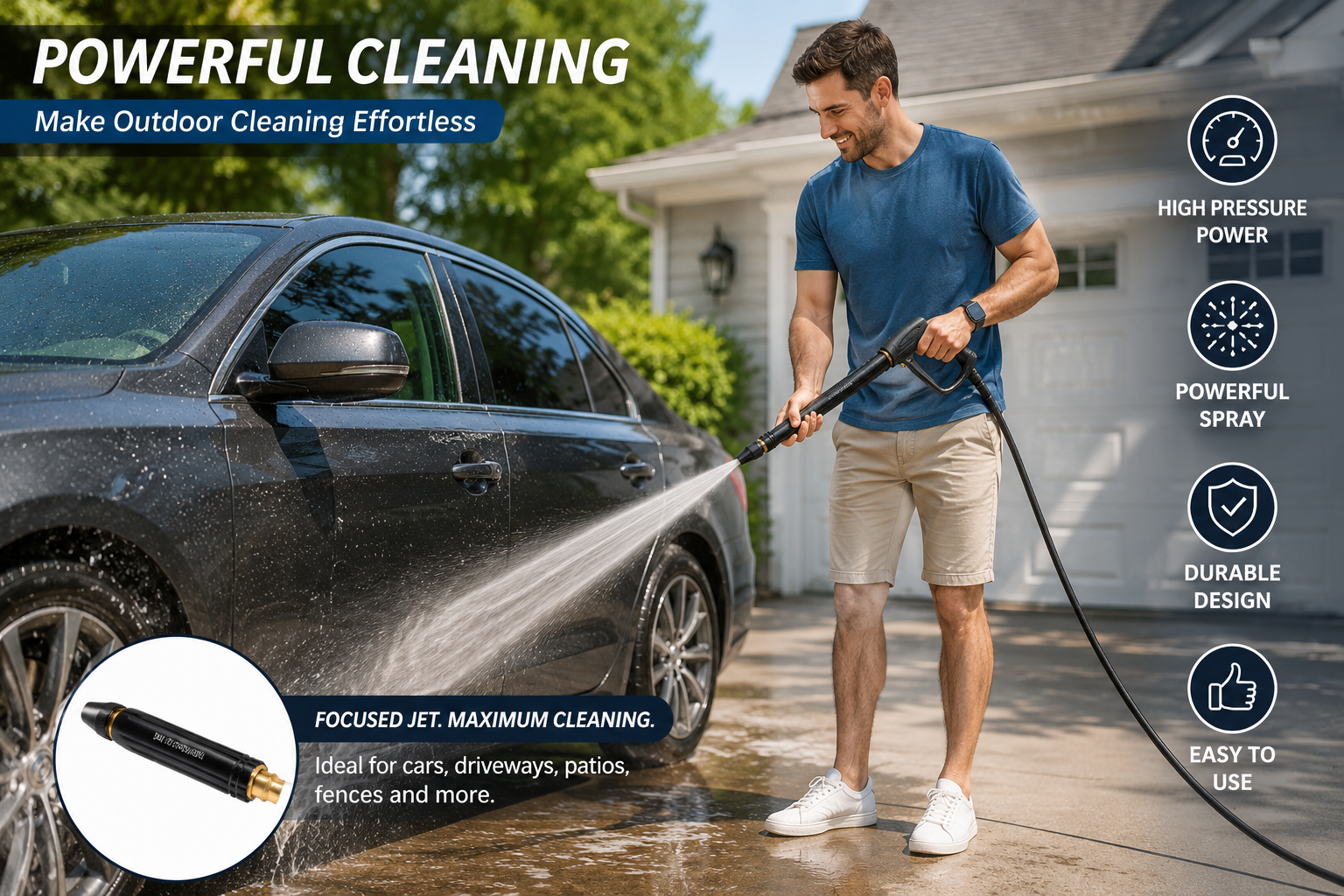 PowerWash Hose Nozzle – Portable Garden Hose Spray for Car, Patio & Outdoor Cleaning image 11